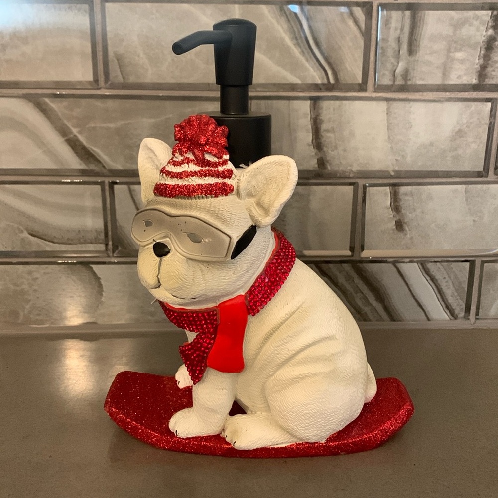 COPY - RARE!!! Caro Home Christmas 🎄 French Bulldog Bling Soap Dispenser 🧴 🐶 RA…